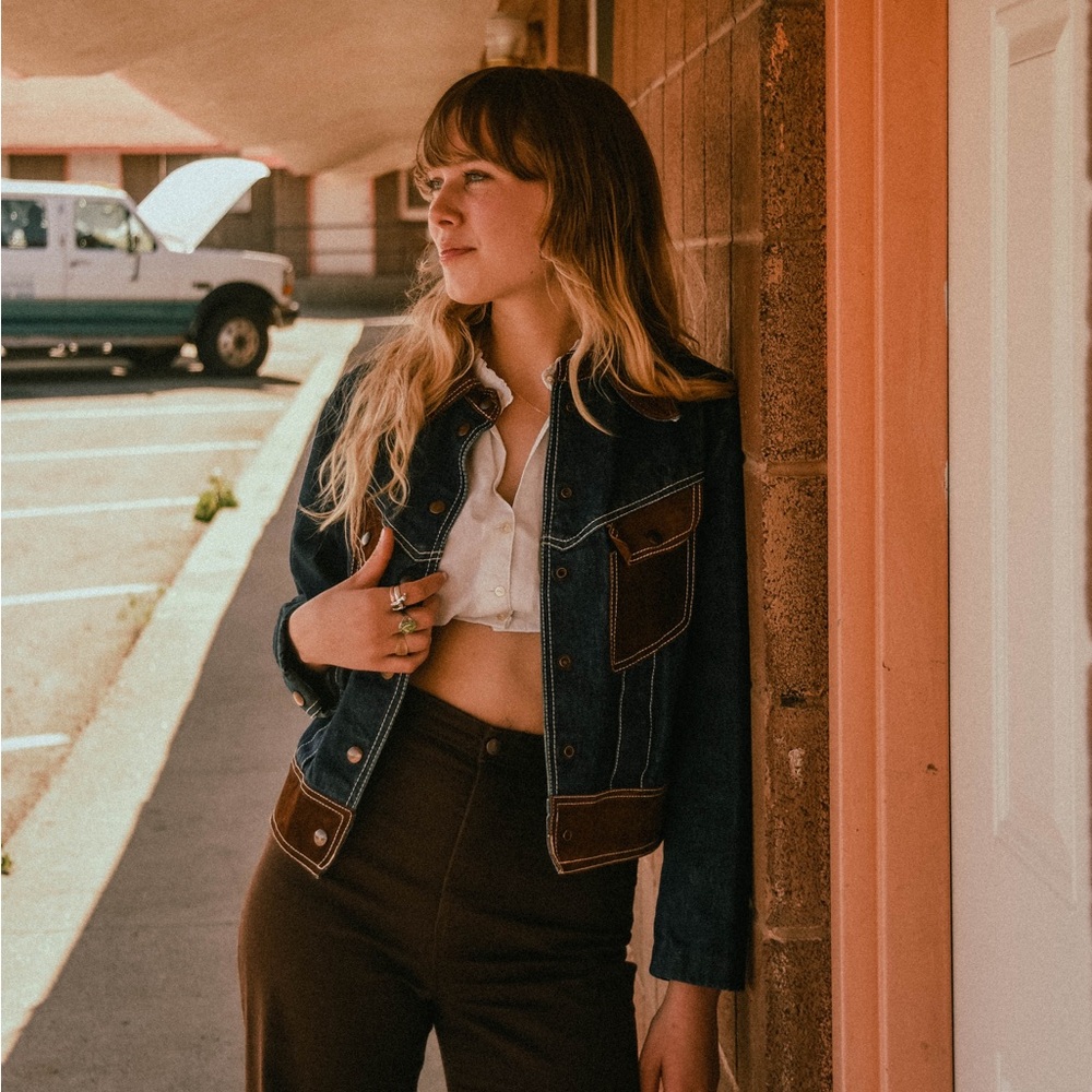 Vintage 1970s denim and suede jacket